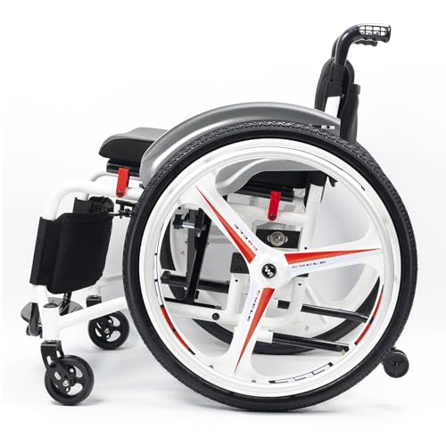KXPSWGE Sports Wheelchair for Adults,Ultra-Light Transport Wheelchair,Aluminum,Folding Portable Wheelchair with Hand Brake,Self-propelled Manual Chair with Anti-Tipper(Seat Width 42cm/16.5in,B)