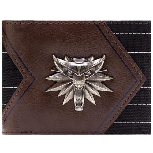 Portefeuille Witcher marron avec emblème Loup, le cadeau geek idéal