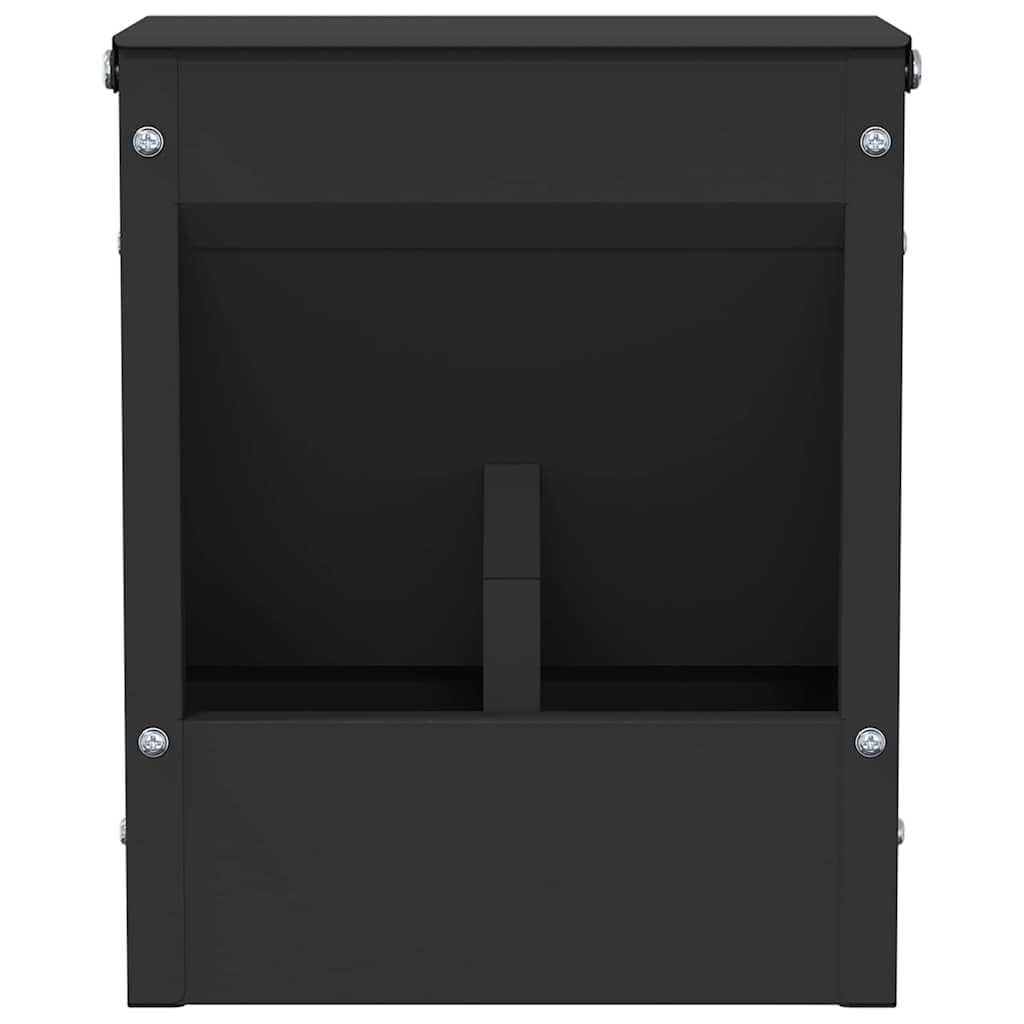 Comedero para conejos negro de acero laminado en frío, 20 x 12,5 x 25 cm, con gancho y drenaje, para interior y exterior, resistente a la intemperie para mascotas y roedores