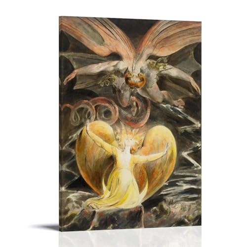 Impression sur toile William Blake Grand Dragon Rouge toile murale 60x90 cm