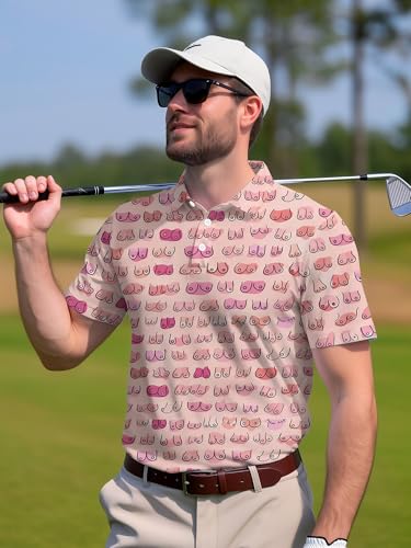Image of PAGYMO Funny Golf Shirts for Men Crazy Printed Pattern Novelty Moisture Wicking Performance Mens Polo Shirt