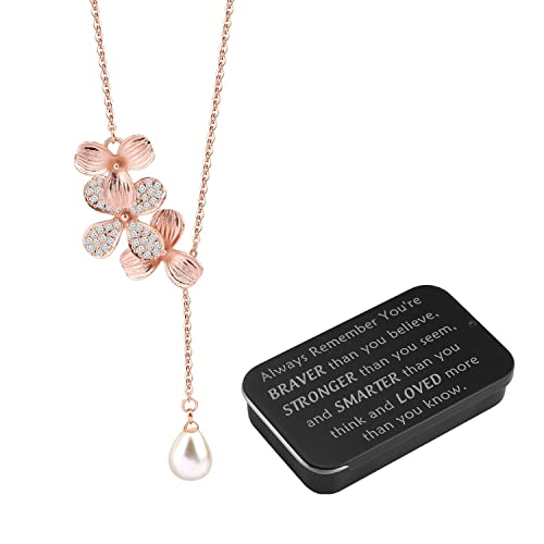Collier orchidée en or rose et perle larme BNQL pour femme