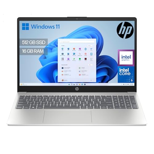 HP 15-fd0403ns - Ordenador portátil de 15.6' FHD (Intel Core 5 120U, 16GB RAM, 512GB SSD, Intel Graphics, Windows 11) Silver - Teclado QWERTY Español