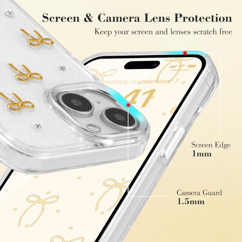Coque iPhone 15 Plus transparente anti-choc avec nœud 3D - 2