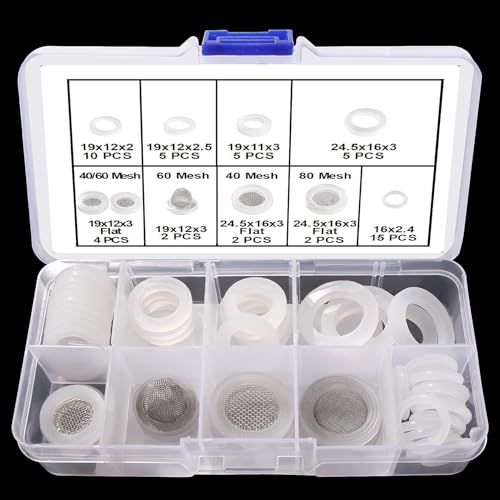 Lyeteung 50 Piezas 1/2 3/4 Pulgada Juego de Anillos de Sellado de Grifo y Silicona Junta de Manguera, Arandelas de Cabezal de Ducha, para Mangueras de Grifos de Ducha