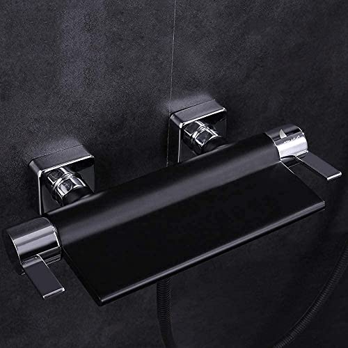 Mitigeur de baignoire cascade noire premium avec douchette anticalcaire