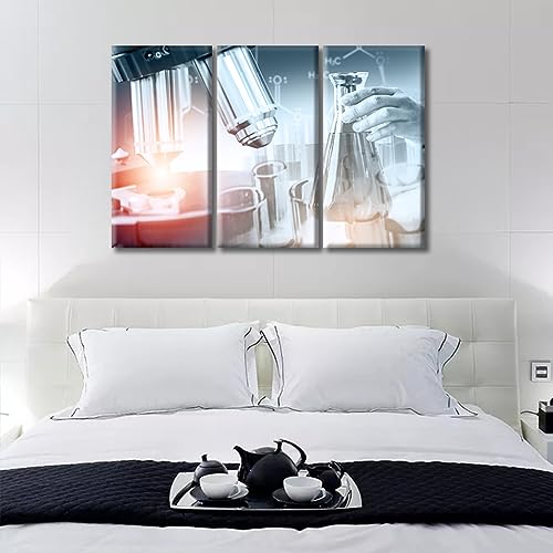 Image of TUMOVO Medical Laboratory Instruments Microscopes Canvas Wall Art 3 Panels Medical Instrument Canvas Photo Wall Art Bedroom Giclee Gallery-Wrapped Posters and Prints (36 inch Wx24 H)