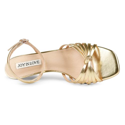 JOY IN LOVE Women's Kitten Low Strappy Heels Ankle Strap Heeled Sandals3