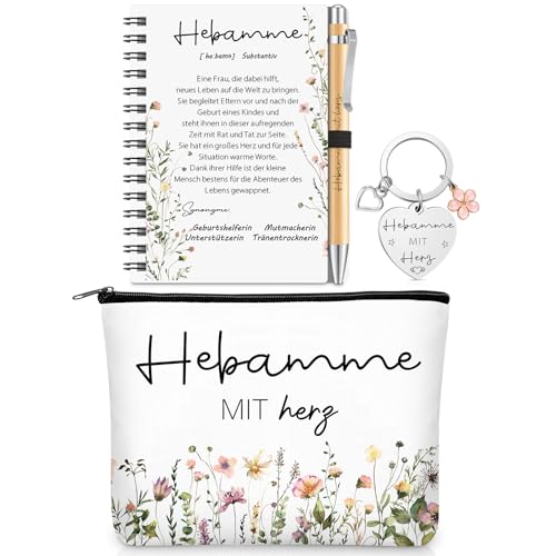 Nezyo Regalo para Matrona Bolsa Llavero Bolígrafo Cuaderno Regalo de Agradecimiento para Matrona Gracias Agradecimiento Despedida Navidad