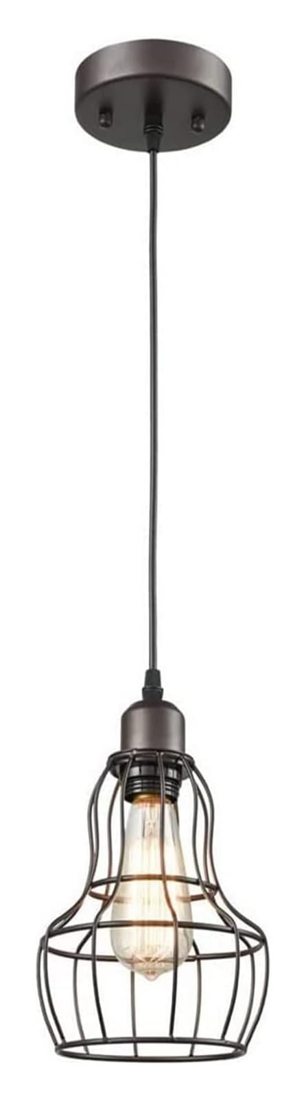 SYAXVOM Retro Industrial Pendant Lamp with Black Metal Cage Farm Chandeliers Hanging Dining Room Lighting Fixtures,Chandelier