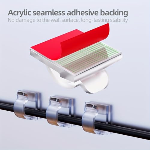 16 Clips adhesivos para cable de plástico transparente, portadores de cable autoadhesivos para pared, debajo del escritorio, automóvil, cámara de tablero, ethernet, 16 piezas miniatura 5