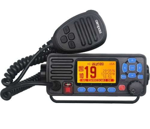 Compass CX-800 Seefunkgerät mit DSC, GPS, ATIS I IPX7 Wasserdicht I Dual Receiver & GNSS-Modul I Inklusive Binnenfunk mit großem Display