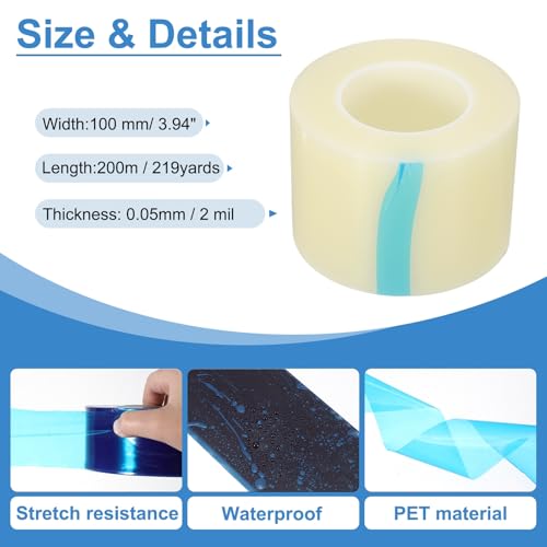Image of PATIKIL Removable Protective Film Tape, 4 Inch x 656 ft PE Surface Protective Scratch Film Tape Roll for Furniture Electrical Appliances Plastic Hardware Medium Stickiness, Clear