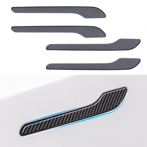 Gleway Door Handle Cover ABS Compatible with Tesla Model 3/Y 2017-2023, Car Decoration Handles Cover for Model 3/Y Car Door Handle Decoration Exterior Cover Wrap Sticker ABS-Matte Carbon Fiber 4 Pack