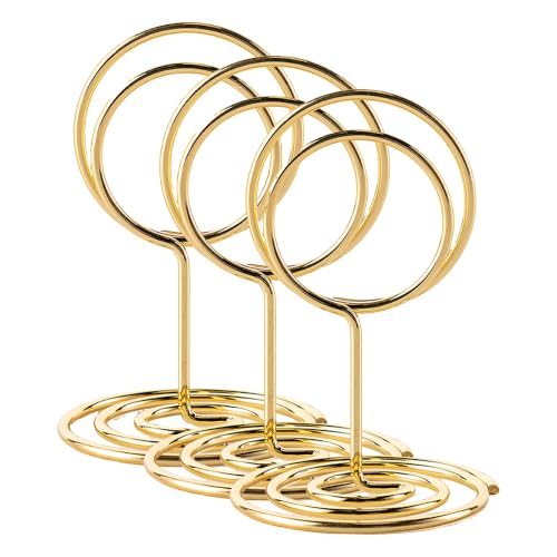 Image of Hoewina 26Pcs Table Number Holders, Place Card Holder, Wire Picture Holder, Small Size Table Card Holders, Photo Holder for Centerpieces, Wedding Reception, Party, Birthday (Gold) (Pack of 3)