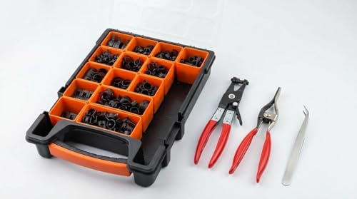 Image of 355PCS 17 Sizes Spring Band Hose Clamps Assortment with Two Pliers Tool