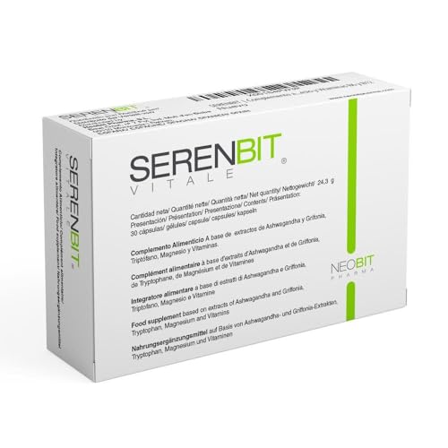 SERENBIT | Complemento alimenticio Para Reducir el Estres y La Ansiedad | Relajante | 30 Capsulas de ashwagandha capsulas, Triptofano con magnesio, extracto de Grifonia, Magnesio y Vitaminas B6 y B12