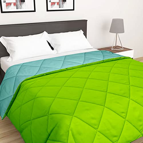 Image of AYKA Reversible Comforter 220 GSM Microfiber Reversible AC Comforter /Blanket for Winter /Quilt /Duvets for King Size Single Bed Comforter (60 * 90, Aqua & Green)