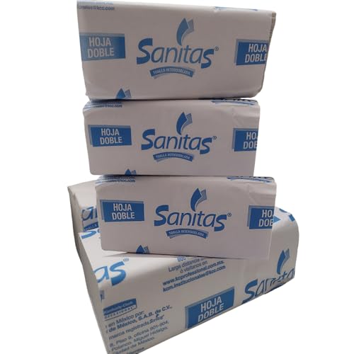Toallas De Papel, Home Toalla interdoblada de papel tipo Sanitas, paquete de 5 fajillas con 100 toallas c/u. Útiles para limpieza personal, en el hogar, oficina o negocio. Multiples...