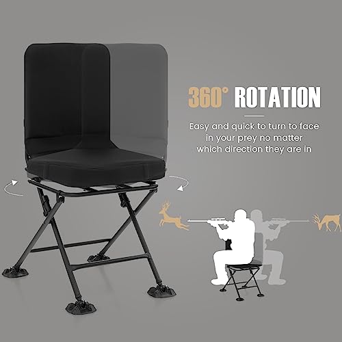 Image of Tangkula Hunting Chair, 360 Degree Swivel Hunting Blind Chair with Padded Cushion, Adjustable Foot Pads, Camouflage Portable Folding Hunting Chairs for Blinds, Fishing, Camping