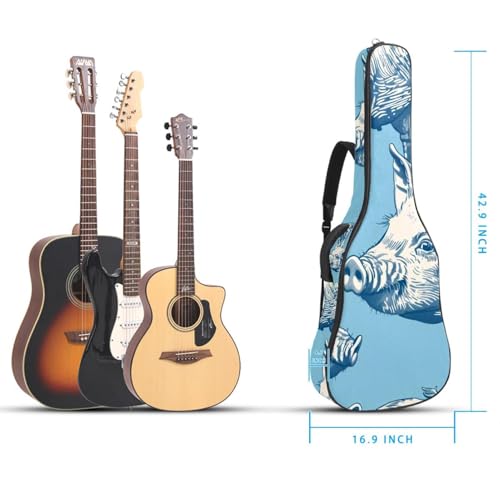 Housse guitare acoustique antichoc et imperméable motif cochon amusant - 5
