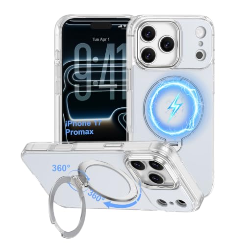 Coque iPhone 17 Pro Max MagSafe antichoc 6,9'' avec anneau magnétique rotatif 360 et béquille