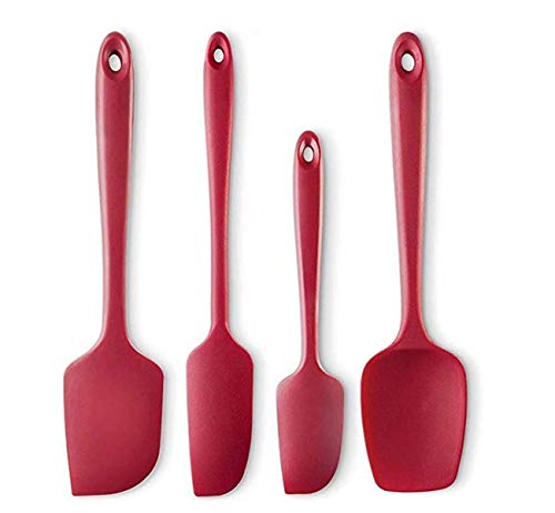 4-Piece Silicone Spatula Set-600°F Heat-Resistant Pro-Grade Rubber Spatulas-Spoonula Large Spatula SmallMini Spatula and Jar Spatula-Kitchen Utensil Set Red