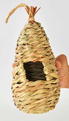 Home-X Straw Birdhouses, Outdoor Hanging Birdhouses, Bird House And Nesting Accessories, 10" L X 6" W X 5" H, Natural Straw. Set Of 2 #TOP5