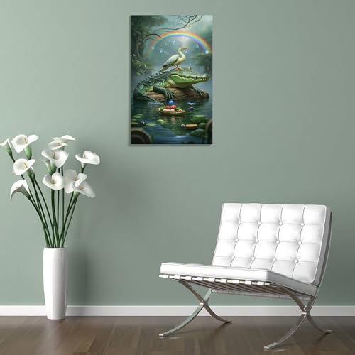 Tableau crocodile vert 30x45 cm MEFESE impression sur toile pour deco murale - 5