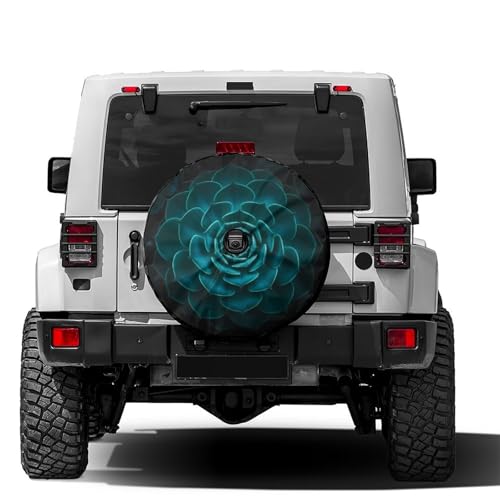 Image of Delerain Spare Tire Cover with Backup Camera Hole Teal Cactus Wheel Covers Waterproof Dust-Proof UV Sun Universal Fit for RV Trailer RV SUV Truck (18 Inch for Diameter 32 inch-34 inch)