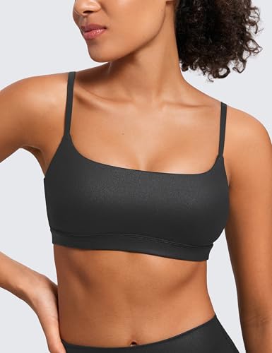 Image of CRZ YOGA Butterluxe Scoop Neck Sports Bras | Light Support, Removable Pads, Yoga, Extremely Soft, U Back, Adjustable Spaghetti Straps, for Women