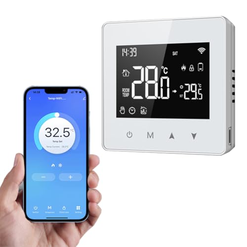 AIDNTBEO Termostato de Temperatura de Caldera de Gas Tuya WiFi para Casas Inteligentes, Control Remoto por aplicación, Control de Voz, programable semanalmente 86 * 86 * 28mm