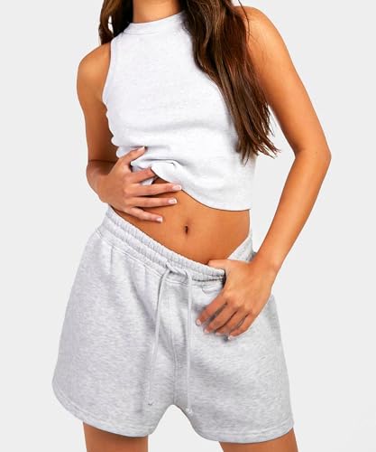 Coloquin Womens Sweat Jogger Shorts High Waist Lounge Gym Workout Running Shorts with Pockets - Image 4