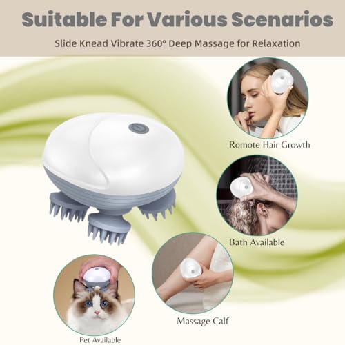 Image of Philips Head Massager for Scalp | 4 Heads Electric Head Massager Vibrating Machine | Handheld Massager Tool with Telescopic Handle for Relaxing Muscle Relief & Head Massage