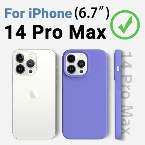 Image of Elzzi Microfiber Candy Case Compatible for iPhone 14 PRO MAX, Shockproof Slim Back Cover Liquid Silicone Case (Purple)
