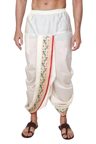 Image of Rameshwaram Fabrics Mens Ready to Wear Silk Dhoti with Angwastra Set - Pocket Dhothi