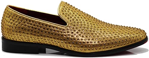 Image of SPK26 Men's Vintage Velvet Rhinestone Designer Dress Loafers Slip On Shoes Classic Tuxedo Dress Shoes