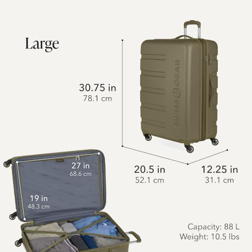 Image of SWISSGEAR Signature Hardside Expandable Carry-On Spinner Luggage, ABS Construction, TSA-Friendly Lock, and Built-In Cupholder, White, 19-Inch, Olive Branch, 2-Piece Set (19 /27), Signature Hardside