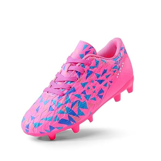 DREAM PAIRS Girls HZ19003K Soccer Football Cleats Shoes Fuchsia Pink Royal Blue Size 12 M US Little Kid