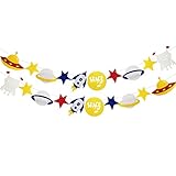 Finseng Solar System Outer Space Rocket Alien Banner Garland for Birthday Party Baby Shower Supplies Decorations