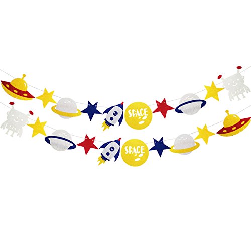 Finseng Outer Space Alien Banner Garland for Birthday Party Baby Shower Supplies Decorations