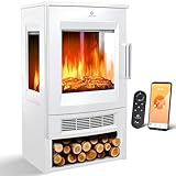 KESSER® Elektrokamin mit Heizung Panorama-Sichtfenster Heizlüfter 9 LED-Flammeneffekt Farbmodi Fernbedienung WiFi App 900/1800W Kaminfeuer elektrisch Elektro Kamin mit Thermostat Heizfunktion Timer