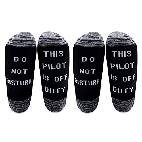 LEVLO Pilot Gift Pilot Off Duty Socks Do Not Disturb This Pilot is Off Duty Cotton Socks Funny Pilot Quote Socks for Men