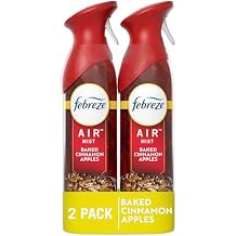 Febreze Air Mist Air Freshener Spray, Odor-Fighting Room Spray, Air Fresheners for Home and Bathroom and Kitchen, Aerosol Can, Baked Cinnamon Apples Scent, 8.8oz, 2 Count