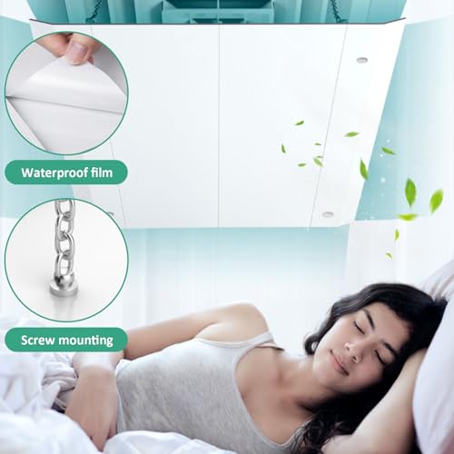 Miniatura 2 de Xoeryoy Deflector De Aire Acondicionado Para El Techo Cuadrado Altura Ajustable Ac Ventilla Deflector Colgante Anti-Condensación Ventilación De Aire De Techo Fijo De Cadena Lavable 18x18 Pulgadas