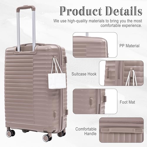 Image of Hardside 4 Luggage Sets, Lightweight Wave Suitcase with Spinner Wheel