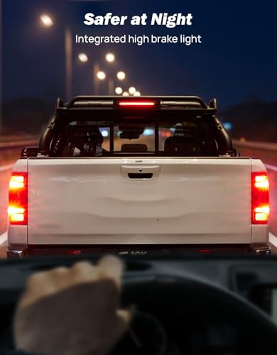 Image of JOYTUTUS Roll Bar for Full Size Truck with Cargo Basket & Brake Light, Pickup Chase Rack Sports Bar Compatible with F150, F250, F350, Silverado, Sierra, Ram 1500 2500 3500, Tundra