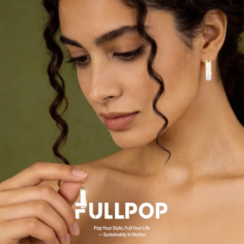 Image of Fullpop Vintage Earrings for Women, Chunky 14K Gold Plated Resin Hoop Earrings Lightweight Hollow Drop Earrings Hypoallergenic Earrings for Women Vintage Anthropologie Jewelry Gifts for Women