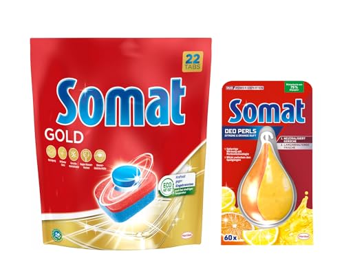 Somat Tabs 8x22 (176) AW Gold, Geschirrspül Tabs für strahlend sauberes Geschirr auch bei niedrigen Temperaturen + Somat Duo Power...