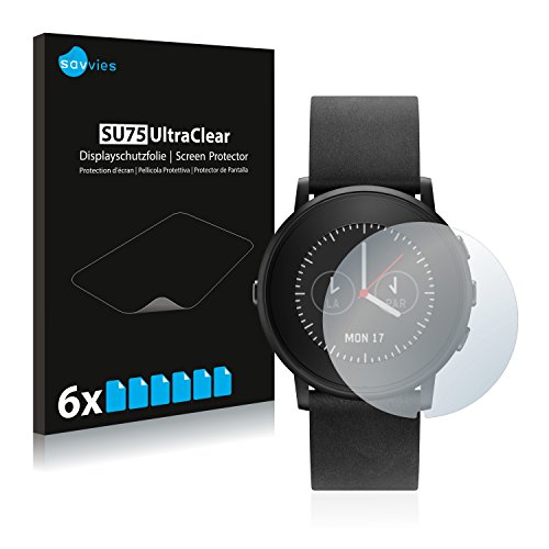 Savvies 6 Stück Schutzfolie für Pebble Time Ro& Bildschirmschutz-Folie Ultra-Transparent